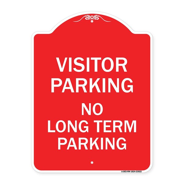 Reserved Parking Visitor Parking No Long-Term Parking, Red & White Architectural, RW-1824-23022